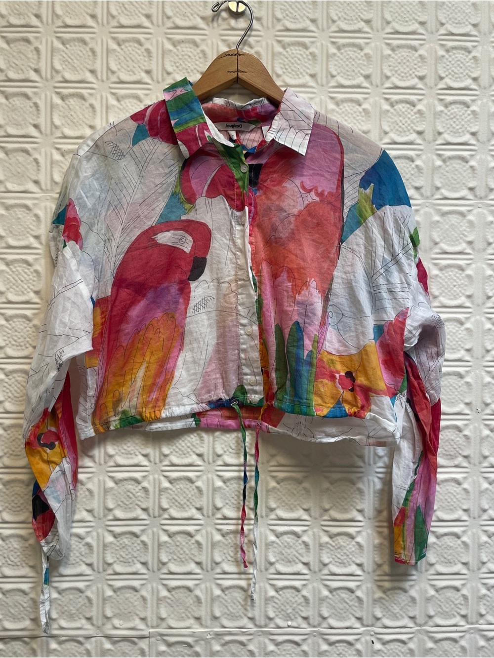 Desigual Women's Cropped Tropical Parrot Print Jacket - Multicolor